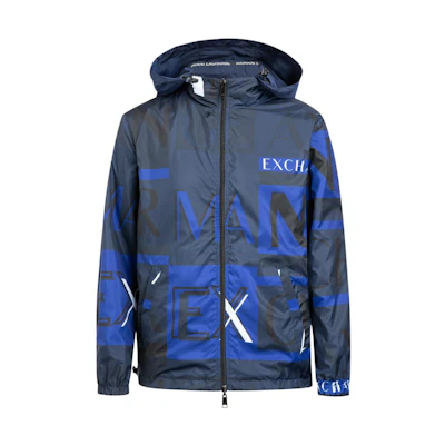 Armani Exchange Reversible Logo Hooded Zip Jacket Navy Blue - 3KZB14-ZNKRZ-05DL