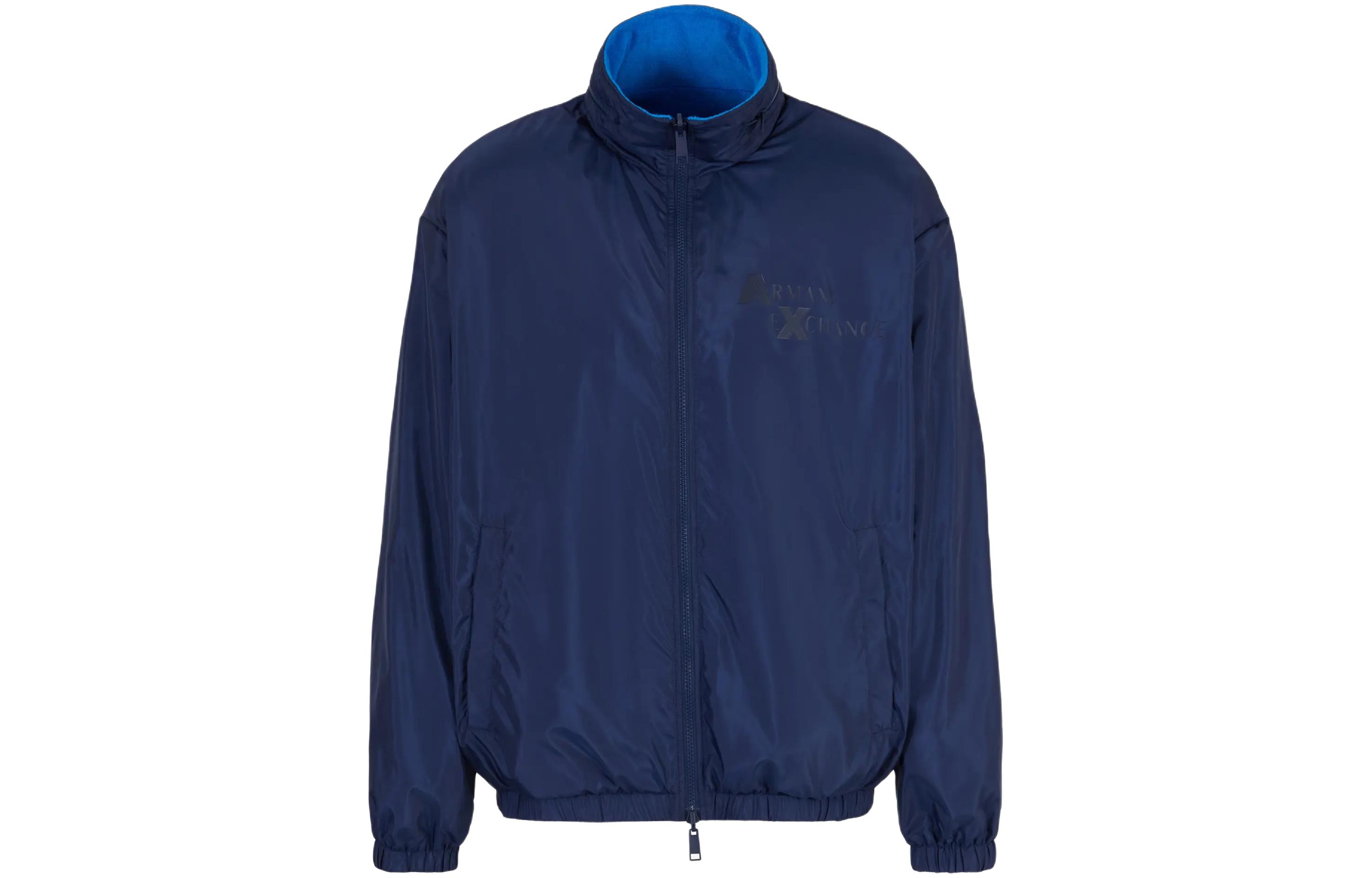 Armani Exchange Reversible Logo Print High-Collar Jacket Navy Blue - SS24 3DZB45-ZNKRZ-65BG