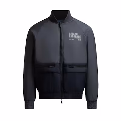 Armani Exchange Reversible Zipper Jacket with Colorblock Letter Print - Blue 6LZB01-ZNUQZ-25DM