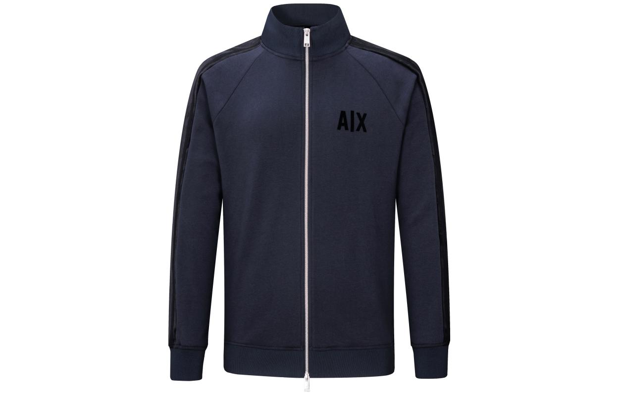 Armani Exchange Slim-Fit Navy Jacket with AE Logo Print and Zip-Up Design 6KZMFR-ZJ6LZ-4520