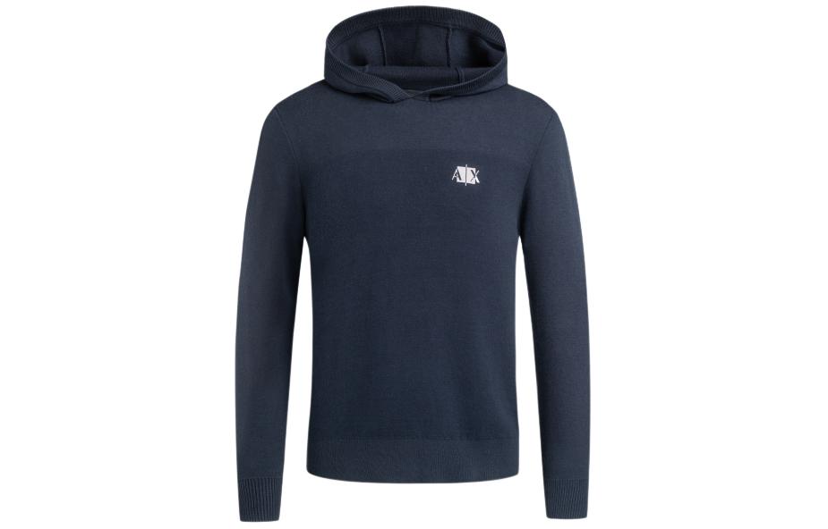 Armani Exchange Slim Fit Navy Pullover Hoodie with Logo Print 6KZM1C-ZM1CZ-1510