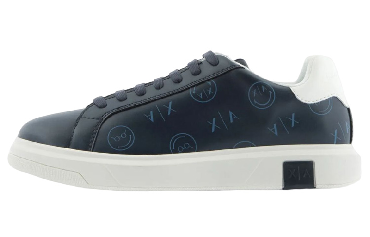 Armani Exchange Smileyworld Leather Low-Top Lace-Up 'Blue Fashion'