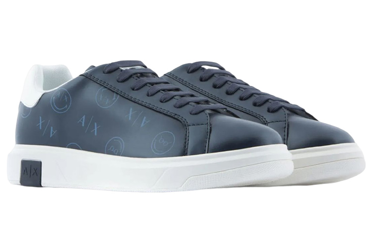 Armani Exchange Smileyworld Leather Low-Top Lace-Up 'Blue Fashion' 圖 3