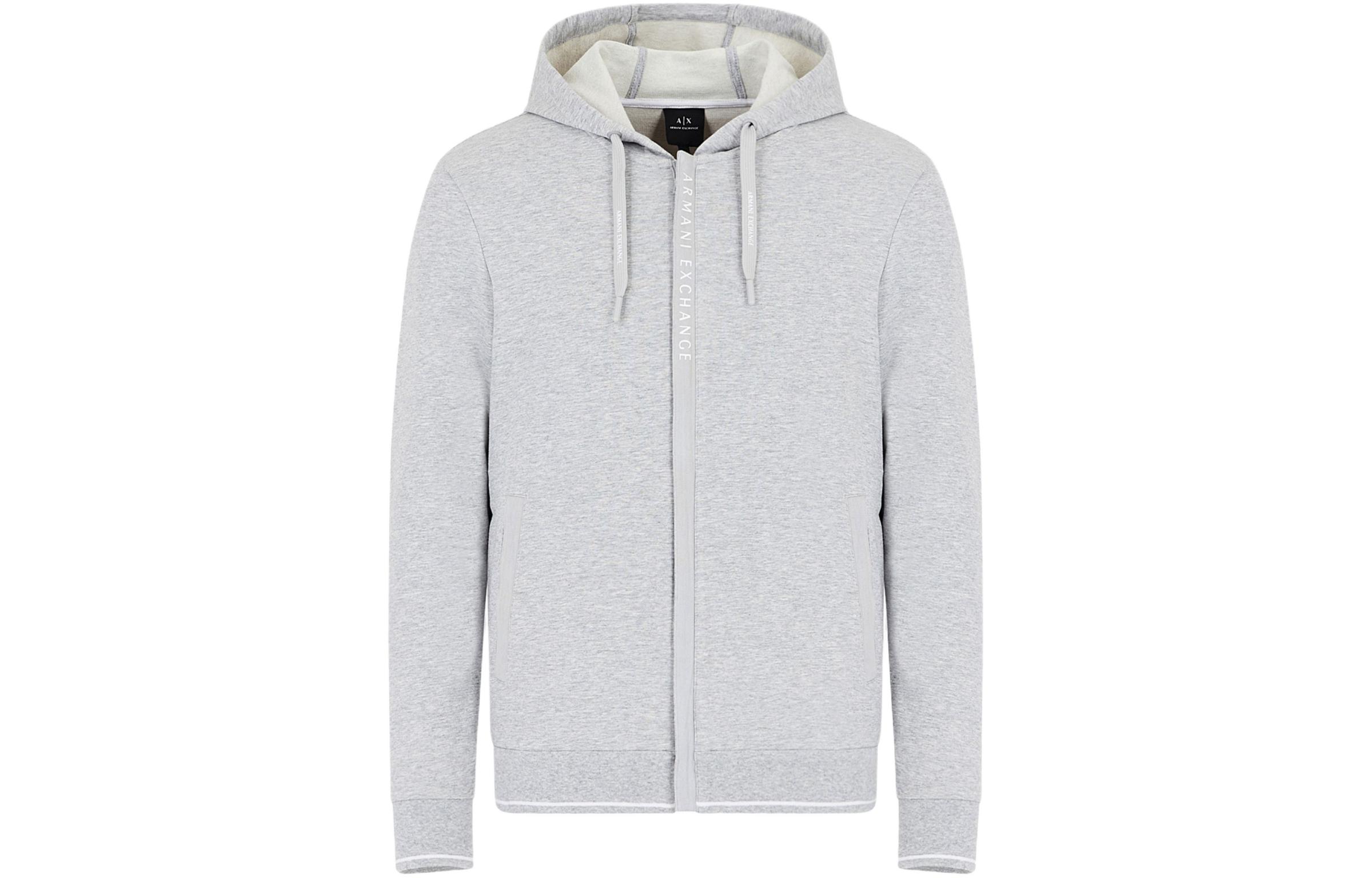 Armani Exchange Solid Color Hoodie Zip Jacket - Gray 8NZM82-ZJH3Z-3901