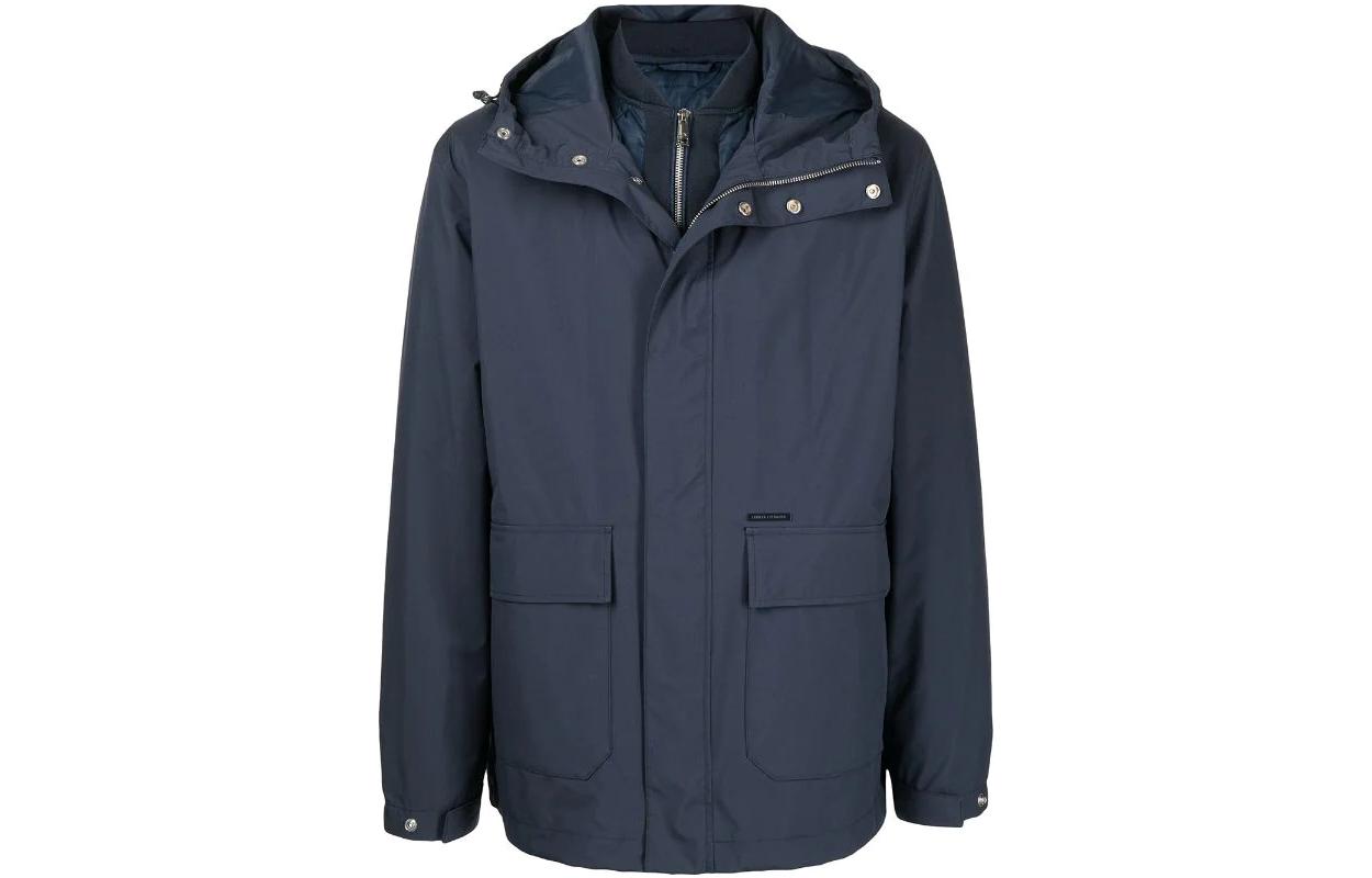 Armani Exchange Solid Dual-Layer Hooded Jacket Blue SS22 3LZK21-ZNB7Z-1596