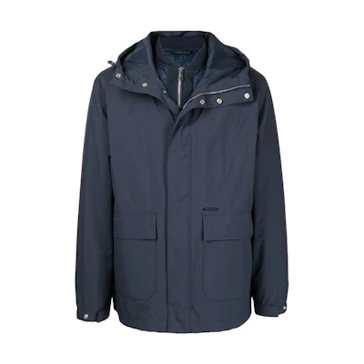 Armani Exchange Solid Dual-Layer Hooded Jacket Blue SS22 3LZK21-ZNB7Z-1596