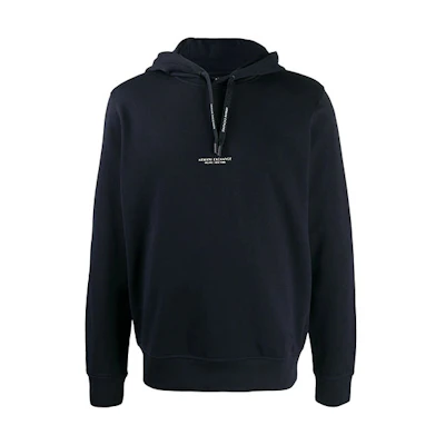 Armani Exchange Solid Logo Hoodie Navy Blue Casual Sweatshirt 8NZM94-ZJKRZ-1510