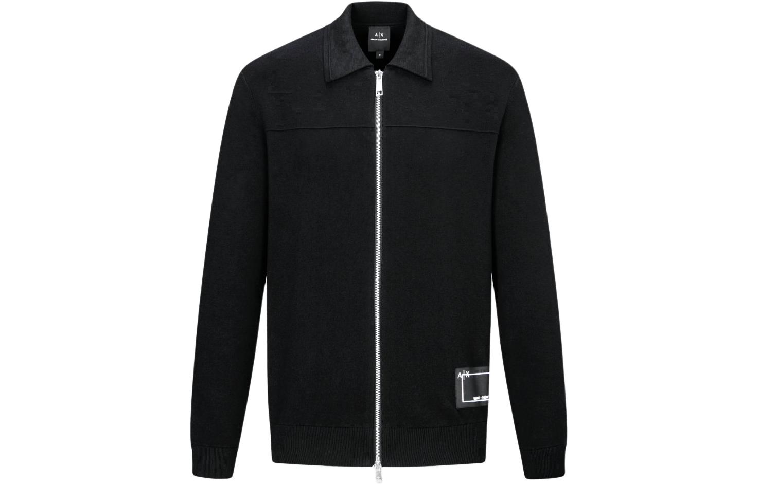 Armani Exchange Solid Logo Patch Casual Jacket - Black 6LZE1E-ZMU8Z-1200