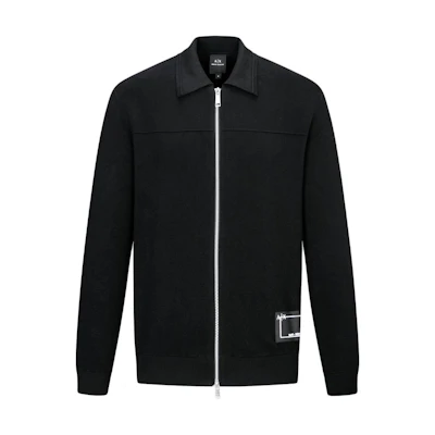 Armani Exchange Solid Logo Patch Casual Jacket - Black 6LZE1E-ZMU8Z-1200