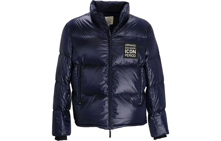 Armani Exchange Solid Logo Patch Long-Sleeve Hooded Puffer Jacket 8NZBP2-ZNYNZ-1583