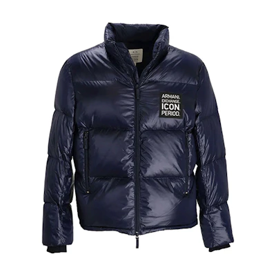 Armani Exchange Solid Logo Patch Long-Sleeve Hooded Puffer Jacket 8NZBP2-ZNYNZ-1583