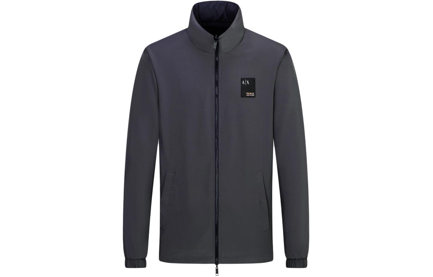 Armani Exchange Solid Logo Patch Zip Jacket - Navy Blue 6LZB10-ZNUTZ-25DN