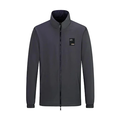 Armani Exchange Solid Logo Patch Zip Jacket - Navy Blue 6LZB10-ZNUTZ-25DN