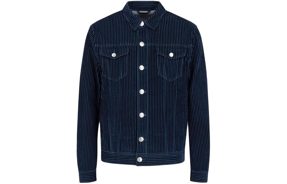 Armani Exchange Solid Loose-Fit Button-Up Jacket, Dark Blue 6KZB32-ZNVTZ-2505