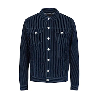 Armani Exchange Solid Loose-Fit Button-Up Jacket, Dark Blue 6KZB32-ZNVTZ-2505