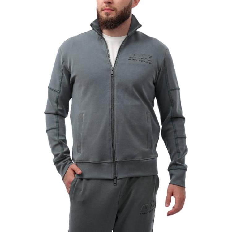 Armani Exchange Solid Stand Collar Zip Jacket Grey 3DZMHF-ZJUBZ-1839