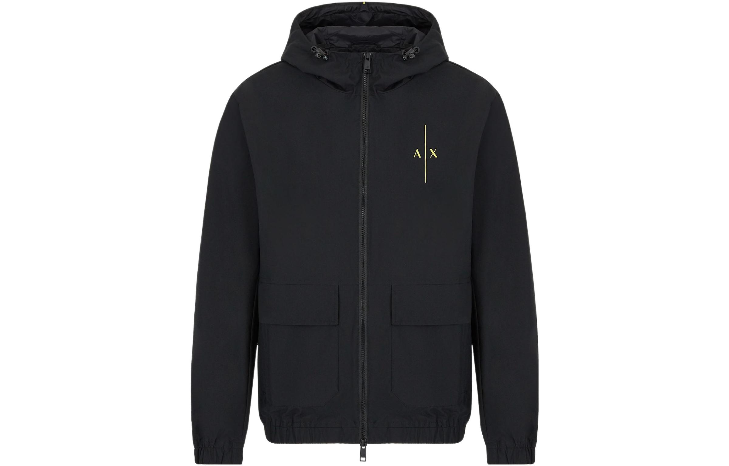 Armani Exchange SS22 Black Logo Print Hooded Jacket 3LZB16-ZNB7Z-1200