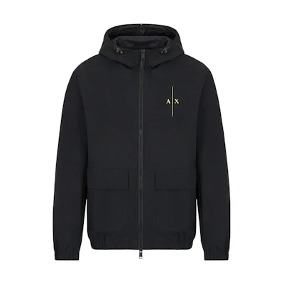 Armani Exchange SS22 Black Logo Print Hooded Jacket 3LZB16-ZNB7Z-1200
