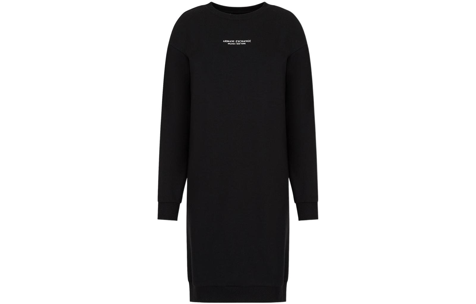 ARMANI EXCHANGE SS22 Black Long Sleeve Dress with Logo Print 8NYA88-YJE5Z-1200