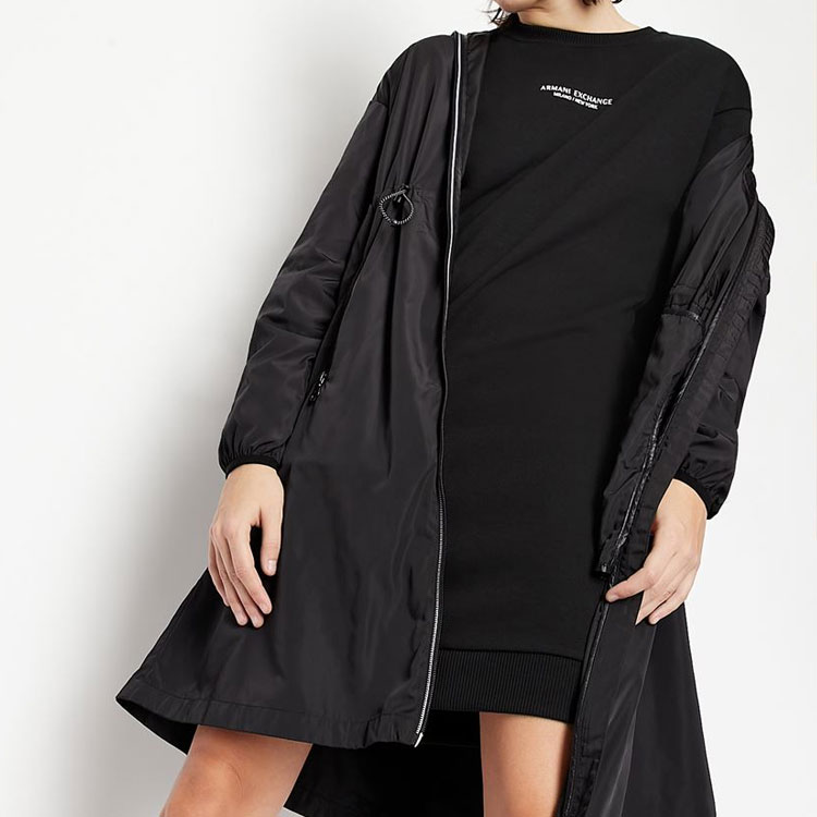 Purchase 阿玛尼AX SS22黑色长袖连衣裙带标志印花 8NYA88-YJE5Z-1200