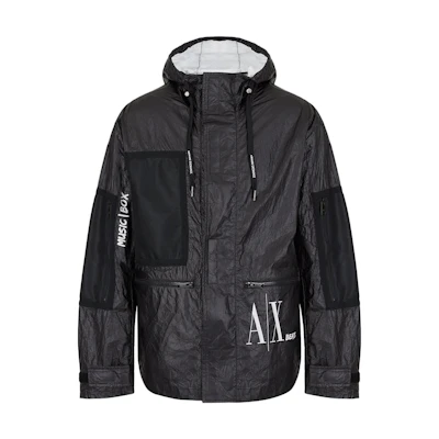Armani Exchange SS22 Black Solid Color Hooded Jacket 3LZB45-ZNPRZ-1200