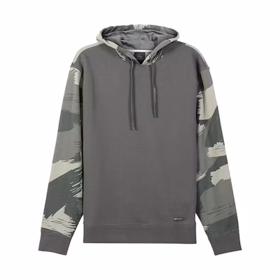 Armani Exchange SS22 Camouflage Letter Print Hoodie - Dark Green 3LZMHA-ZJEFZ-0870