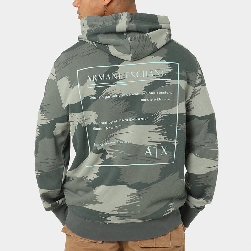 Details for Armani Exchange SS22 迷彩字母印花連帽衫 - 深綠 3LZMHA-ZJEFZ-0870