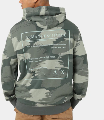 Armani Exchange SS22 迷彩字母印花連帽衫 - 深綠 3LZMHA-ZJEFZ-0870 Details for Armani Exchange SS22 迷彩字母印花連帽衫 - 深綠 3LZMHA-ZJEFZ-0870