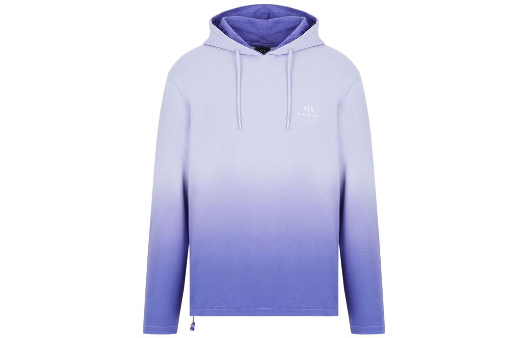 Armani Exchange SS22 Gradient Logo Print Hoodie Casual Pullover Lavender 3LZMAA-ZJDDZ-0328