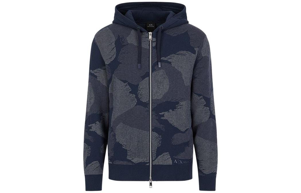 Armani Exchange SS22 Navy Cotton Nylon Zip Jacket with Logo Print - 3LZE1D-ZM1QZ-25BU