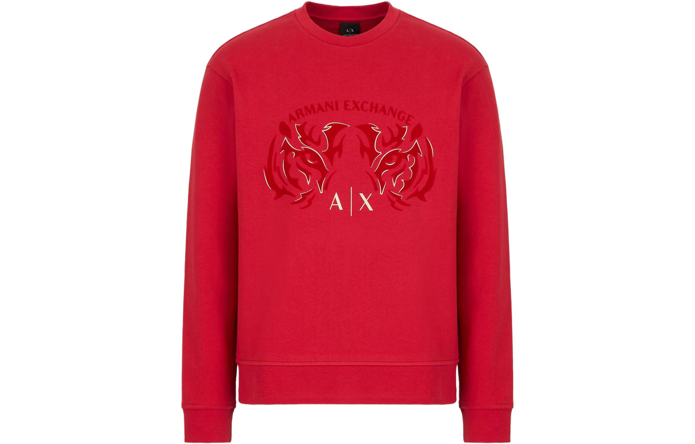 Armani Exchange SS22 Red Crewneck Pullover Long-Sleeve Sweatshirt 3LZMGG-ZJ1ZZ-1435