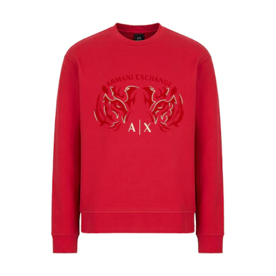 Armani Exchange SS22 Red Crewneck Pullover Long-Sleeve Sweatshirt 3LZMGG-ZJ1ZZ-1435