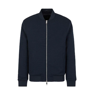 Armani Exchange SS22 Solid Baseball Collar Bomber Jacket Men’s Navy Blue 3LZBFW-ZJY8Z-1510
