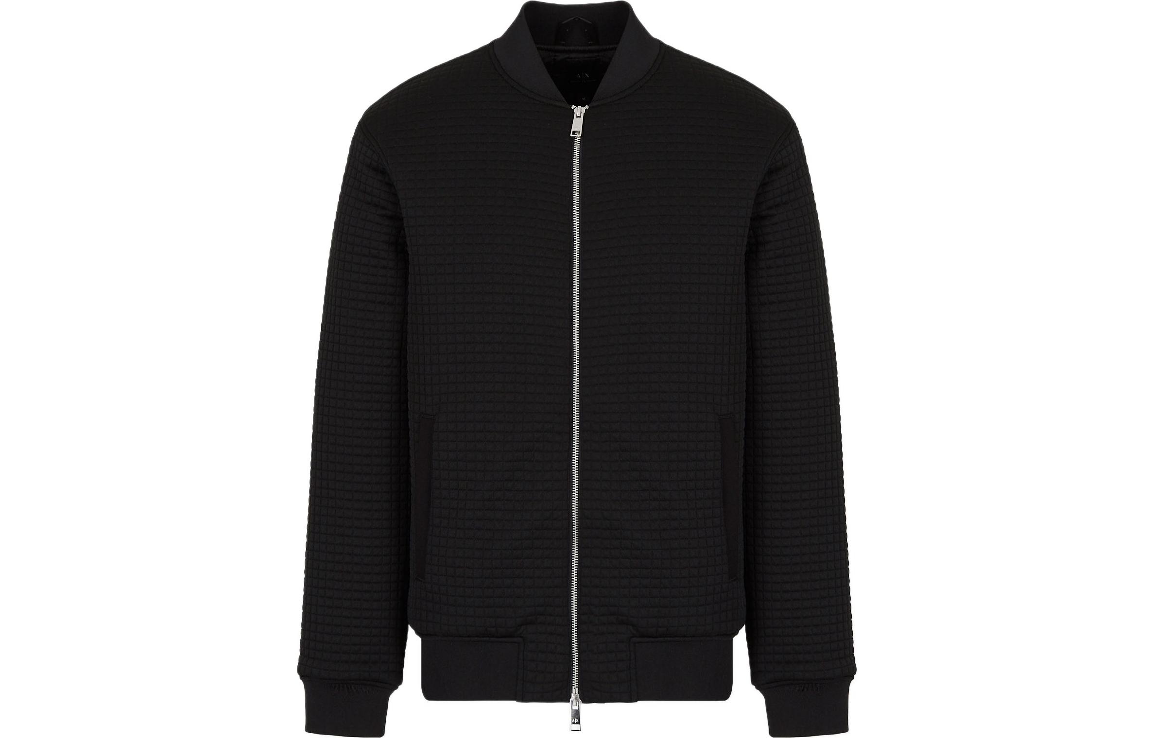 Armani Exchange SS22 Solid Black Bomber Jacket with Baseball Collar 3LZBFW-ZJY8Z-1200