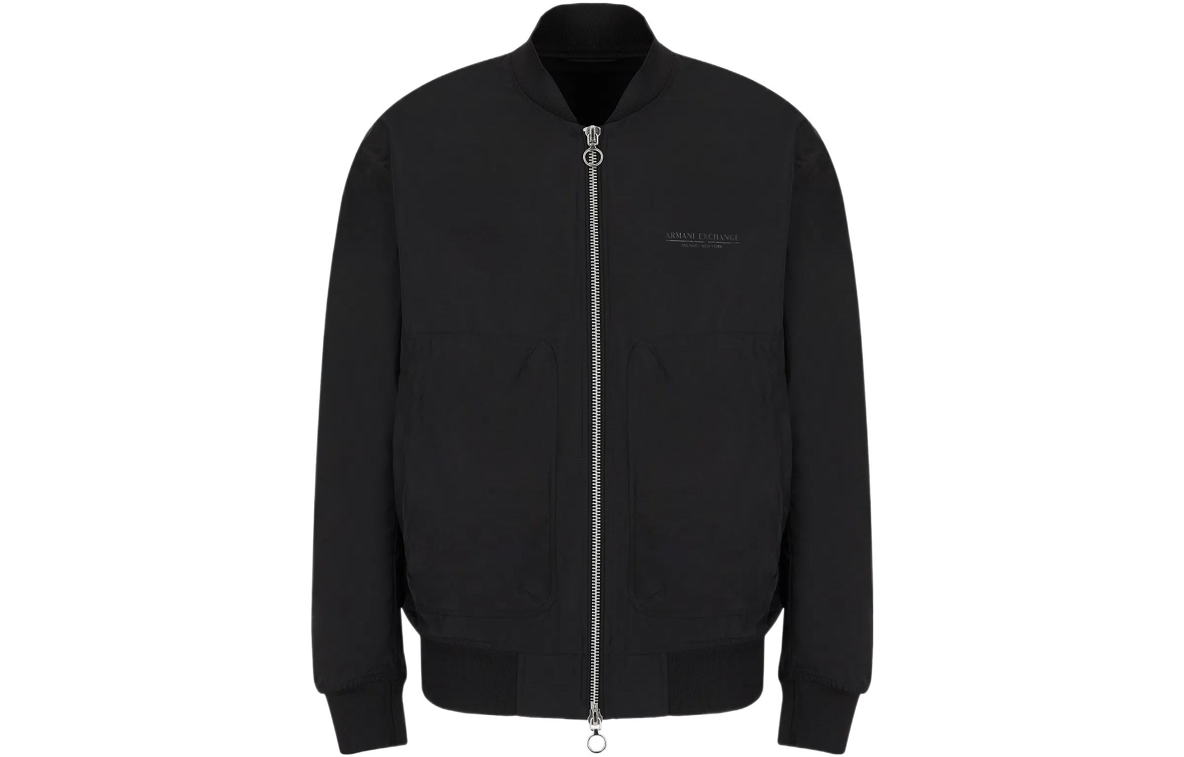 Armani Exchange SS22 Solid Color Zip-Up Jacket - Black 3LZBL2-ZNSPZ-1200