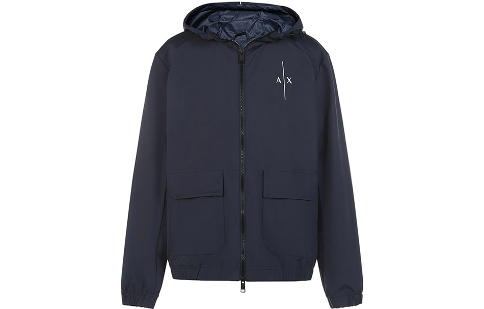 Armani Exchange SS22 Solid Navy Blue Zip Hoodie Jacket 3LZB16-ZNB7Z-1596