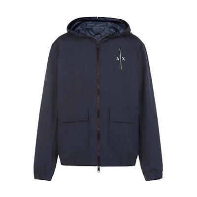Armani Exchange SS22 Solid Navy Blue Zip Hoodie Jacket 3LZB16-ZNB7Z-1596