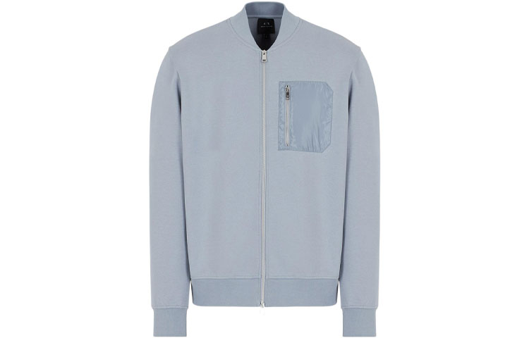 Armani Exchange SS22 Stand Collar Zip Jacket Grey Blue Men’s 3LZMFA-ZJ6MZ-1966