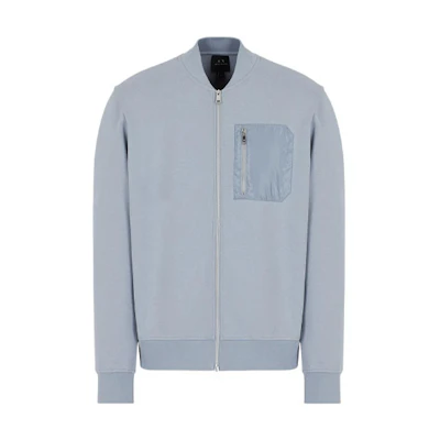 Armani Exchange SS22 Stand Collar Zip Jacket Grey Blue Men’s 3LZMFA-ZJ6MZ-1966
