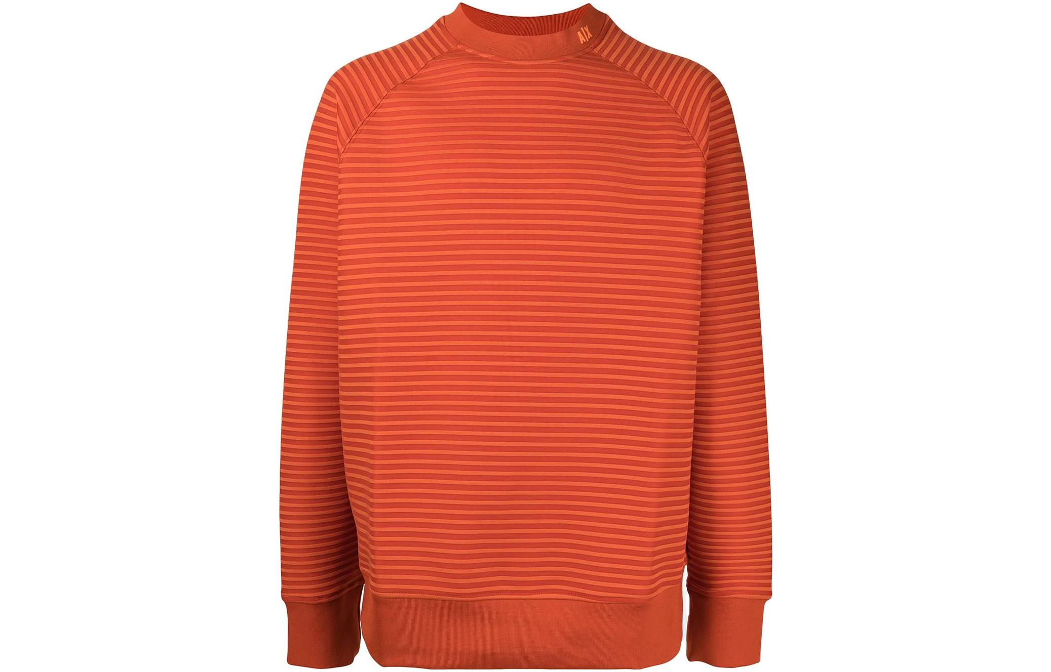 Armani Exchange SS22 Striped Logo Print Crewneck Sweatshirt Orange () 3LZMHY-ZJYDZ-1498