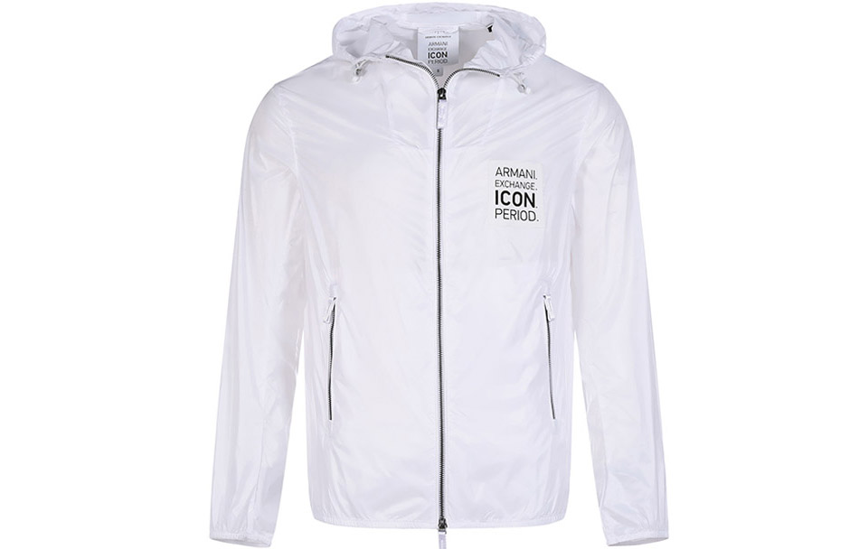Armani Exchange SS22 White Casual Hooded Sun Protection Jacket 8NZBP5-ZNYNZ-1100