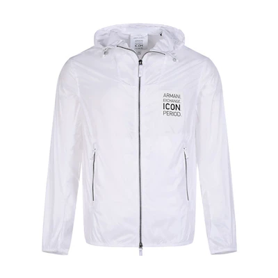 Armani Exchange SS22 White Casual Hooded Sun Protection Jacket 8NZBP5-ZNYNZ-1100