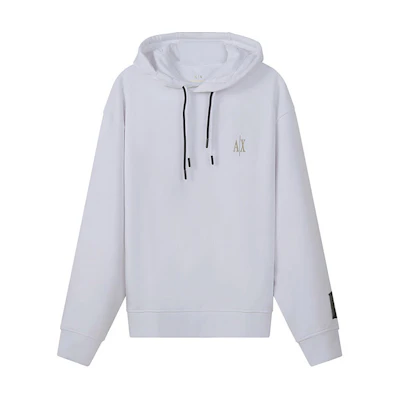 Armani Exchange SS22 White Hoodie with Embroidered Logo 8NZMPW-ZJ8WZ-1100