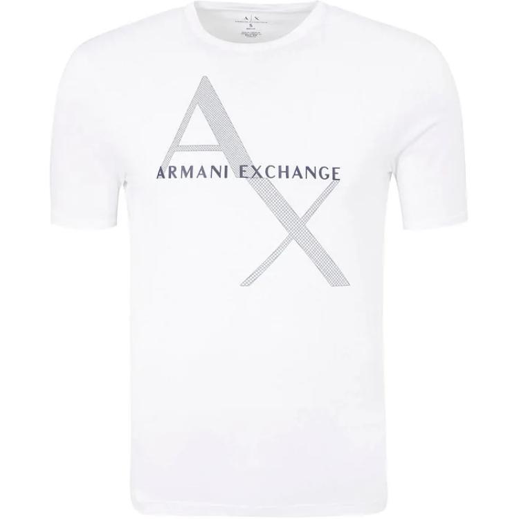 Armani Exchange SS22 White Logo Print Crewneck Casual Short-Sleeve T-Shirt 8NZT76Z8H4Z-1100