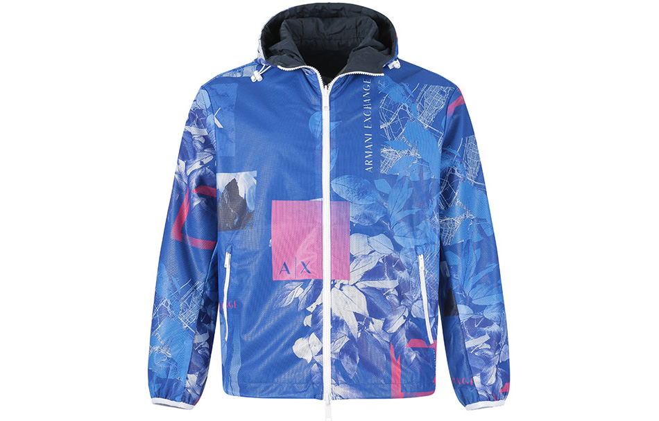 Order ARMANI EXCHANGE SS23 雙面連帽外套 海軍藍標誌印花. 3RZB46-ZN1CZ-55JD
