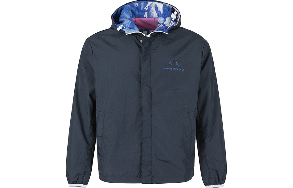 Lookbook ARMANI EXCHANGE SS23 雙面連帽外套 海軍藍標誌印花. 3RZB46-ZN1CZ-55JD