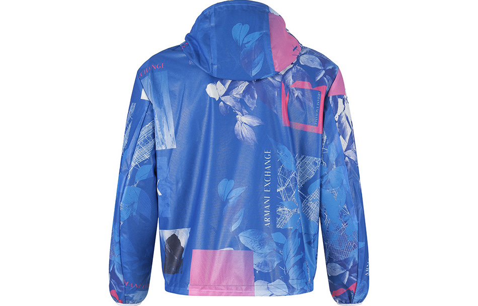 Shop ARMANI EXCHANGE SS23 雙面連帽外套 海軍藍標誌印花. 3RZB46-ZN1CZ-55JD