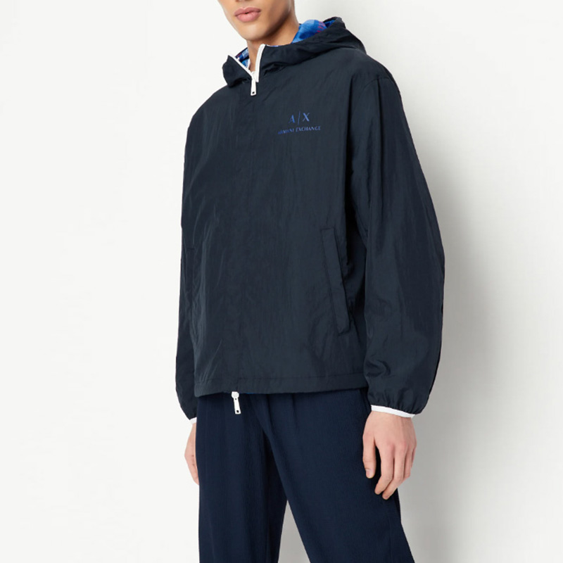 Details for ARMANI EXCHANGE SS23 雙面連帽外套 海軍藍標誌印花. 3RZB46-ZN1CZ-55JD
