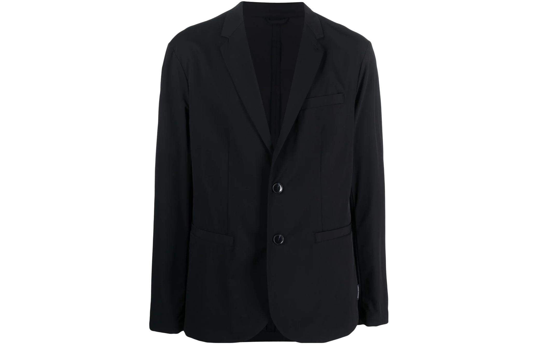 ARMANI EXCHANGE SS23  Solid Black Single-Breasted Long Sleeve Blazer 8NZG49-ZNYZZ-1200