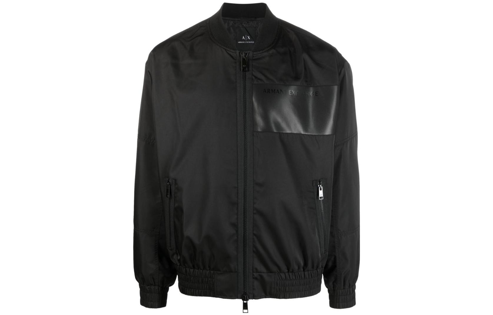 Armani Exchange SS23 Black Long Sleeve Jacket with Logo Patch Fashion 3RZB13-ZN99Z-1200